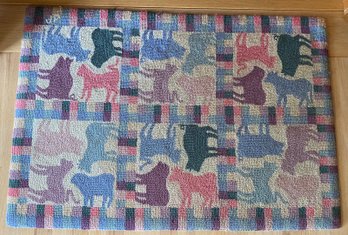 Hooked Rug With Cows