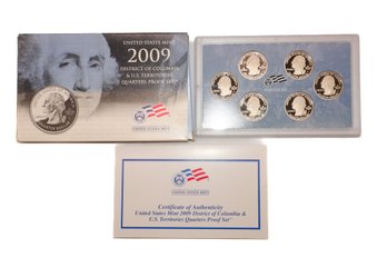 2009 United States Mint District Of Columbia & U.s. Territories Quarters Proof Set With COA