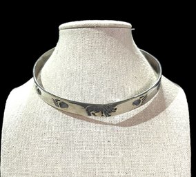 Vintage Native American Sterling Silver Bear Claw Choker