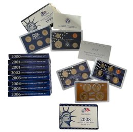 Lot Of 10 United States Mint Proof Sets Orig Gov. Packaging (Starting 1999-2008 THERE IS NO 2007)