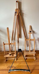 4 Artist's Easels: 2 Desktop By Winsor & Newton, Standing By Mabef & Small Metal Folding Easel