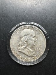 1957-D Benjamin Franklin Silver Half Dollar