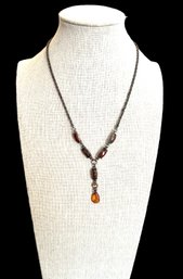 Vintage 1928 Copper And Amber Color Y Shaped Necklace