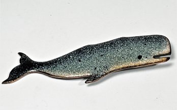 Enamel On Copper Vintqage Brooch Of A Whale