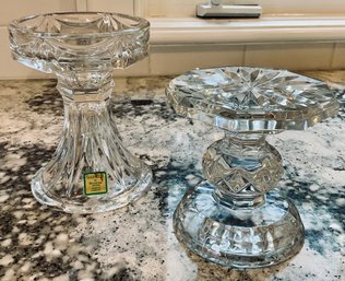 Pair Of Classy WATERFORD Crystal Candleholders