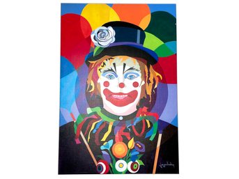 A Vintage Acrylic On Canvas, 'Clown 2,' Joan Luby (American, 1934-2015)