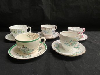 Assorted Floral Tea Cups And Saucers