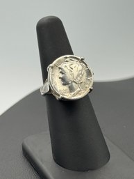 1935 Mercury Dime Ring In Sterling Silver