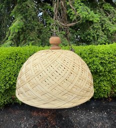 Vintage Woven Synthetic Pendant Swag Lamp W/ Shade