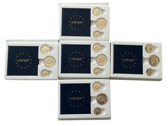 Lot Of 5 Silver Proof Bicentennial 3 Coin Sets