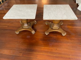 Pair Of Vintage Marble Top Side Table.