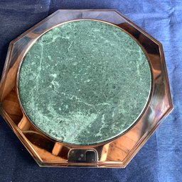 NEW Green Marble Server In Polished Alloy Tray - Photos Dont Do This Justice!