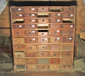 Vintage Handmade 50 Drawer Wood Organizer