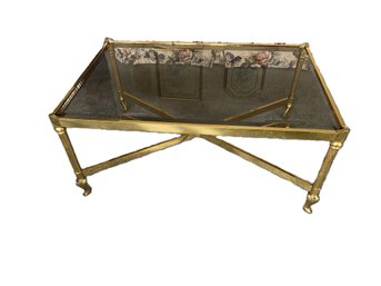 Brass Framed Coffee Table With Smoked Glass Top