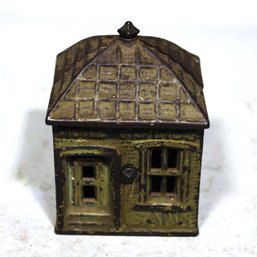 Antique Small Size 'Home Savings Bank' In Original Green Paint