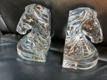 Art Deco Crystal Horse Head Bookends