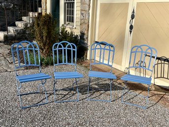 Vintage French Folding Bistro / Garden Chairs - Set Of Four