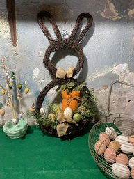 Wicker Branch Easter Bunny Door Decor
