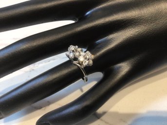 14K White Gold Diamond Cluster Ring Size 6.5 # 4