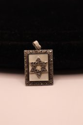 Sterling With Marcasites And Mother Of Pearl Star Of David Pendant