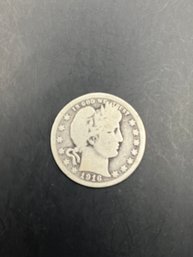 1916-D Barber Silver Quarter