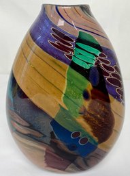Multi-colored Art Glass Vase, Signed