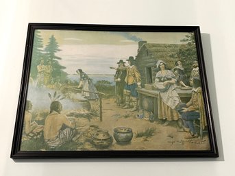 Clyde O. DeLand Vintage Print Native Americans And Pilgrims