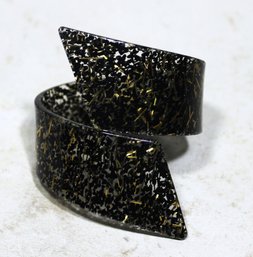 1960s Clamper Hinged Cuff Bracelet In Sparkle Dark Plastic Lucite