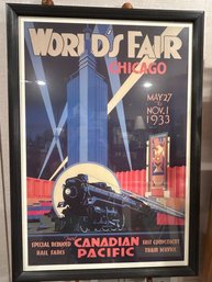 1933 Worlds Fair Poster Canadian Pacific Railroad Art 26x38