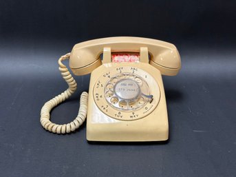 Vintage Rotary Dial Desk Phone In Beige