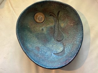 Joyce Furney Raku Pottery Dish, Signed