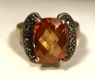 FACETED TOPAZ STONE HAVING MARCASITES APPROX. SIZE 6