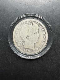 1898 Barber Silver Quarter