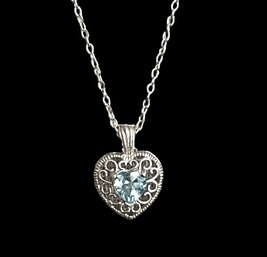 Lovely Italian Sterling Silver Chain With Heart Shaped Pendant