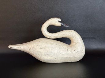 A Fabulous Vintage Handcrafted Swan In Wood