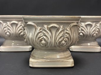 A Set Of Three Footed Urn Ceramic Planters #1