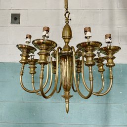 A Solid Brass 8 Light Chandelier - 1900s - Restoration Project