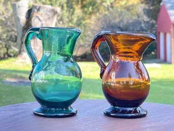 Pair Of Antique Glass Pitchers