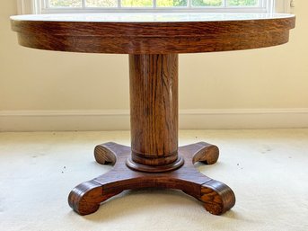 A 19th Century Oak Pedestal Base Dining Or Library Table