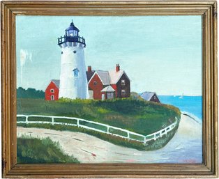 A Mid 20th Century Oil On Board, Lighthouse, Irvin Atkinson (20th Century)