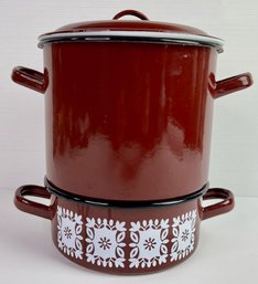 Vintage Enamelware Steamer Pot