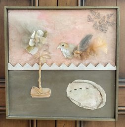 Charming Assemblage Art With Bird And Flower