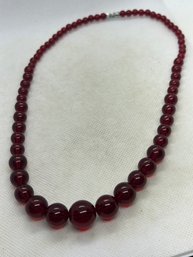 Authentic CHERRY AMBER Graduated Bead Necklace- 20' In Length