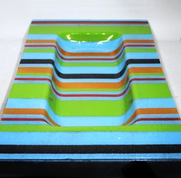 Large Higgins Style Fused MCM Mid Century Glass Large Serving Tray (not Signed)