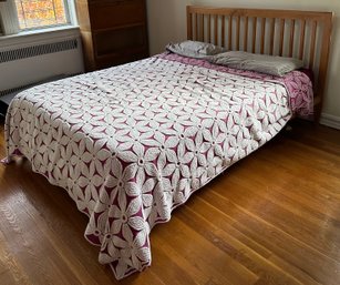 Wood Queen Bed With Slatted Headboard (Mattress Optional)