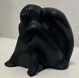 Lalique Crystal Seated Nude In Black