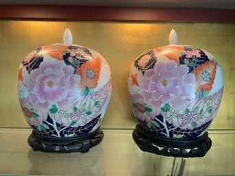 Pair Of Decorative Ginger Jars.