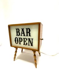 Vintage Wooden 'bar Open' Light Up Box - Sign By Cornwall Wood Products