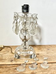 Vintage Glass And Crystal Table Lamp
