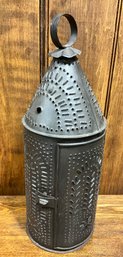 MMA Pierced Primitive Punched Tin Candle Lantern